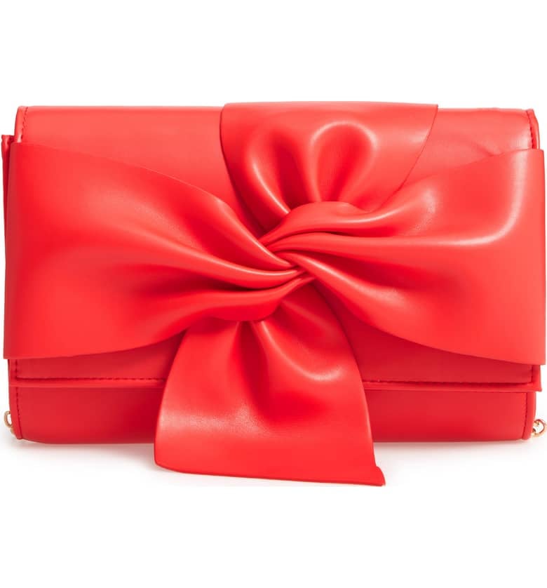 Street Level Bowtie Faux Leather Clutch