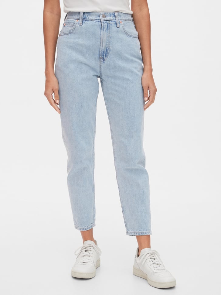 white high rise mom jeans