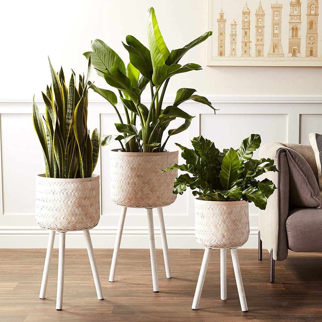 A Natural Element: Bloomingville Round Bamboo Floor Baskets with Wood Legs