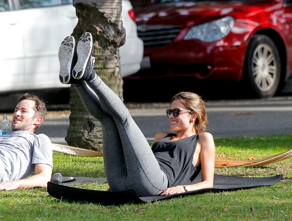 Alessandra Ambrosio worked up a sweat and a smile in LA on Saturday.