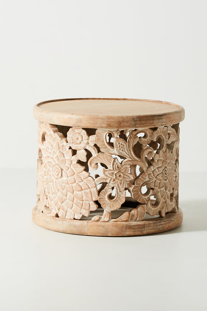 Handcarved Lotus Side Table