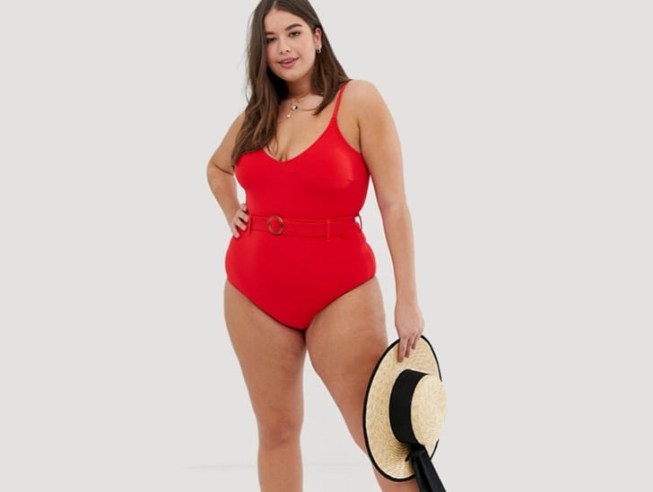 red one piece swimsuit plus size