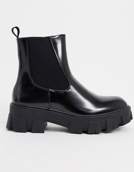 Missguided chunky sole chelsea boot in black