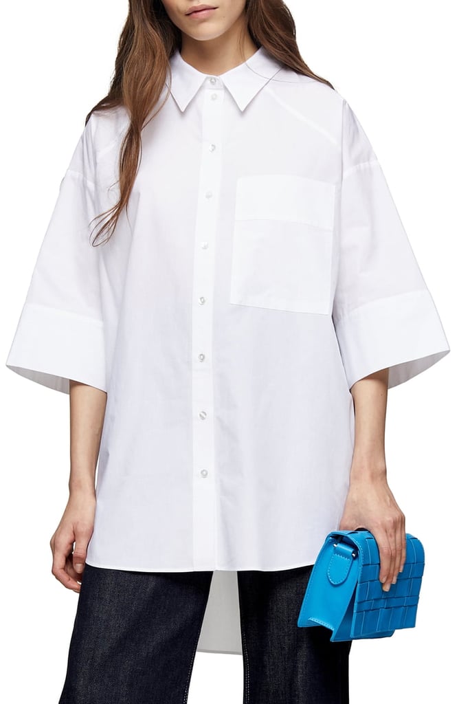 Topshop High/Low Button-Up Shirt