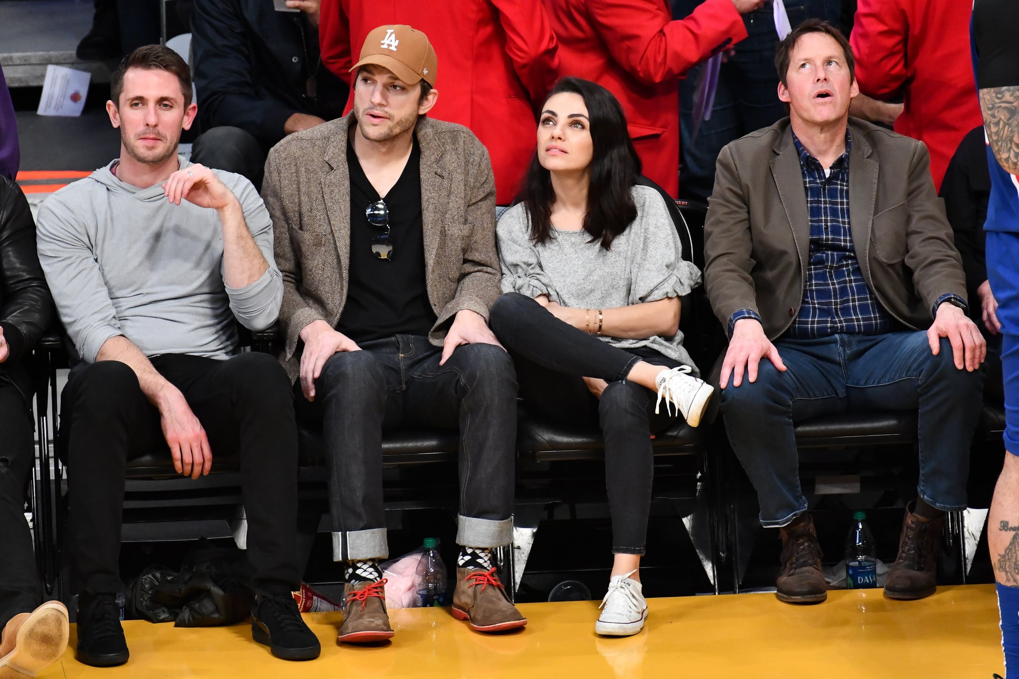 Ashton Kutcher And Mila Kunis At Lakers Game January 2019 Popsugar Celebrity