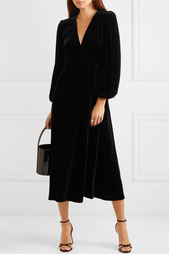 Les Rêveries Velvet Wrap Midi Dress