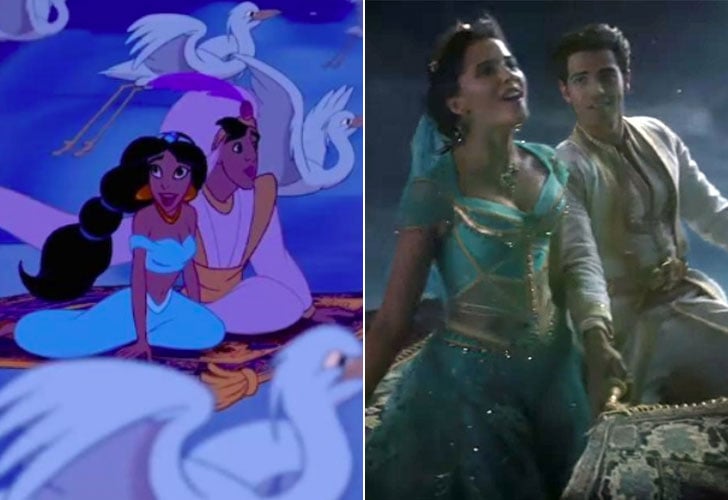 Mena Massoud and Naomi Scott as Aladdin and Princess Jasmine