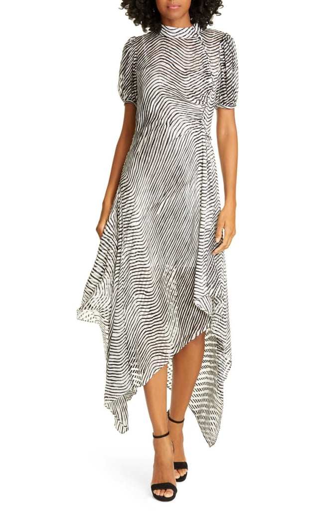 Tanya Taylor Jordyn Zebra Print Handkerchief Hem Dress