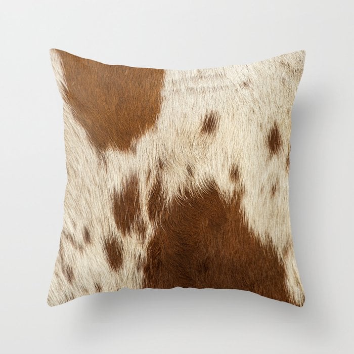 Bull Cowhide Throw Pillow