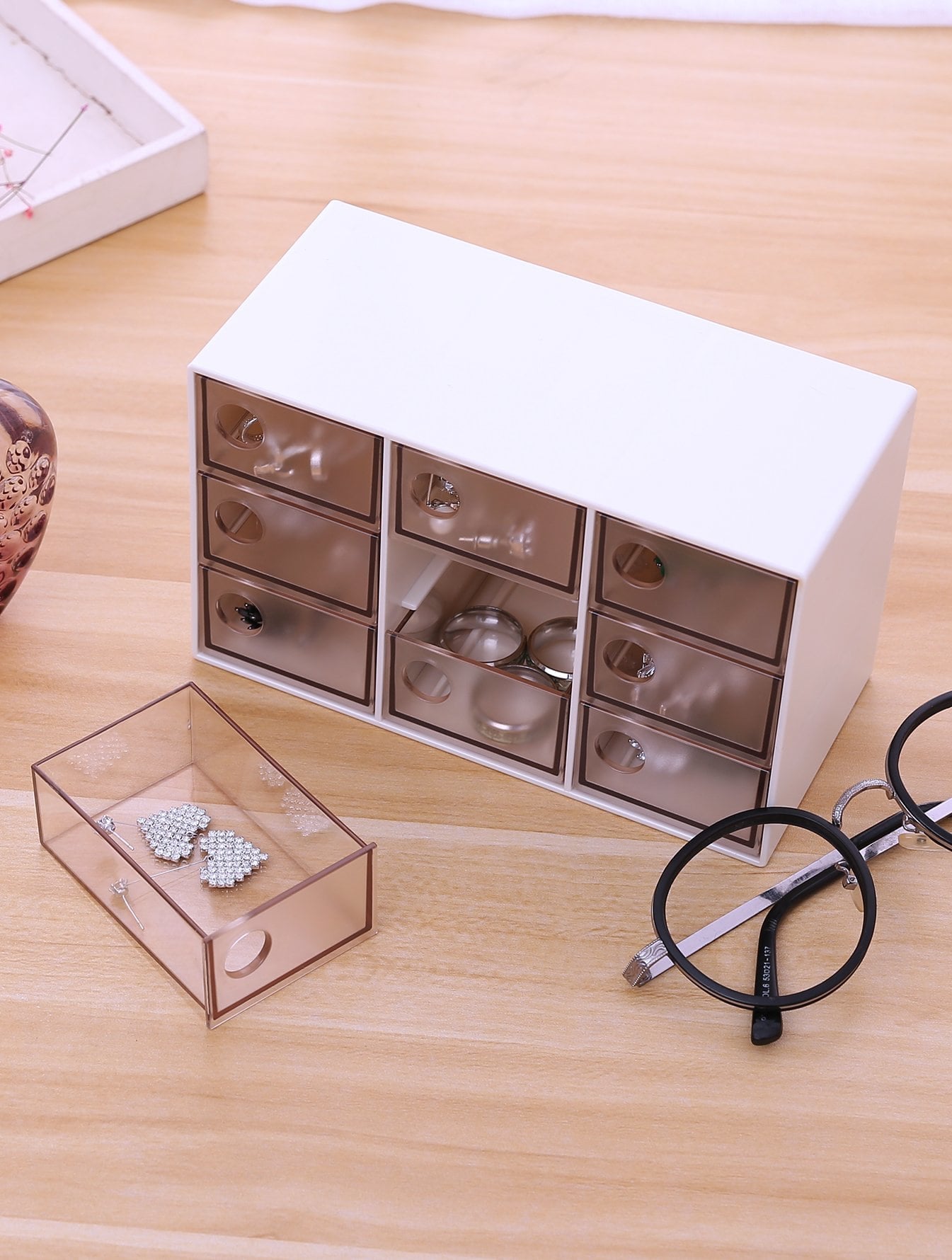 Tiny drawers for desk sale
