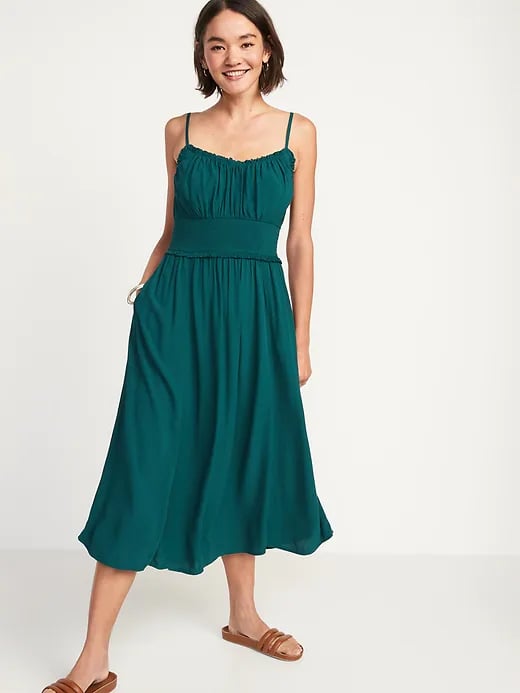 Old Navy Smocked-Waist Fit and Flare Cami Midi Dress