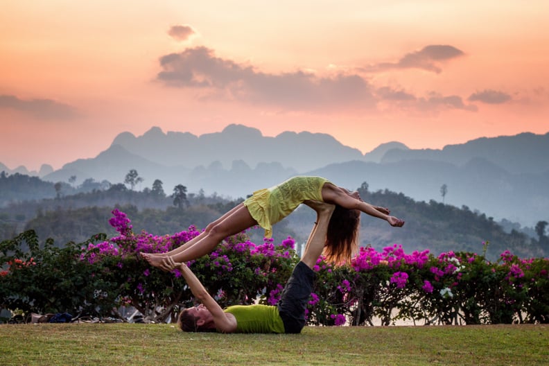 Do some yoga outdoors.