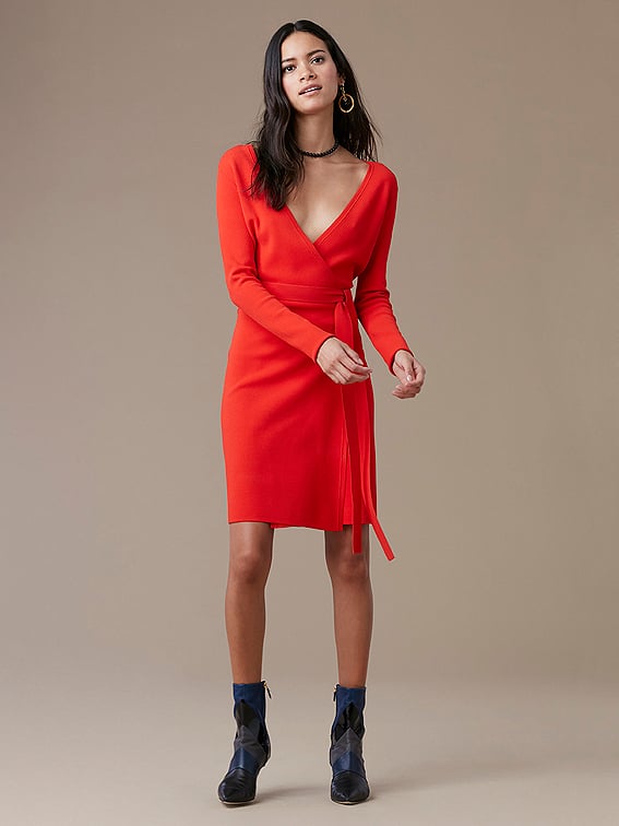 Diane von Furstenberg Long-Sleeve Knit Wrap Dress
