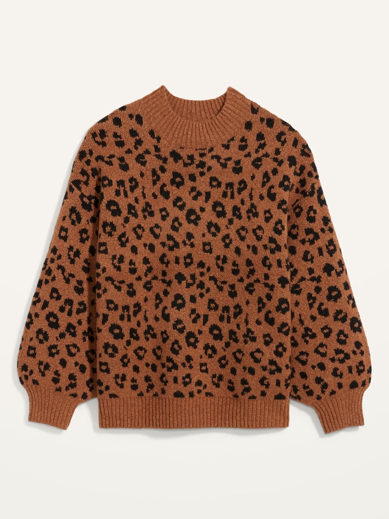 Cozy Leopard-Print Mock-Neck Sweater