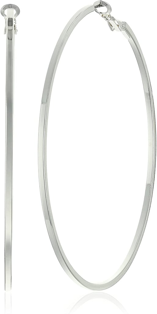 Guess Women's Square Edge Hoop Silver Hoop Earrings