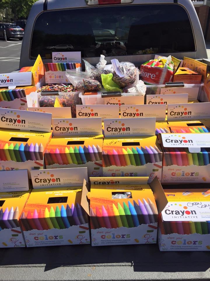 The boxes of Crayon Initiative crayons are loaded up for delivery!