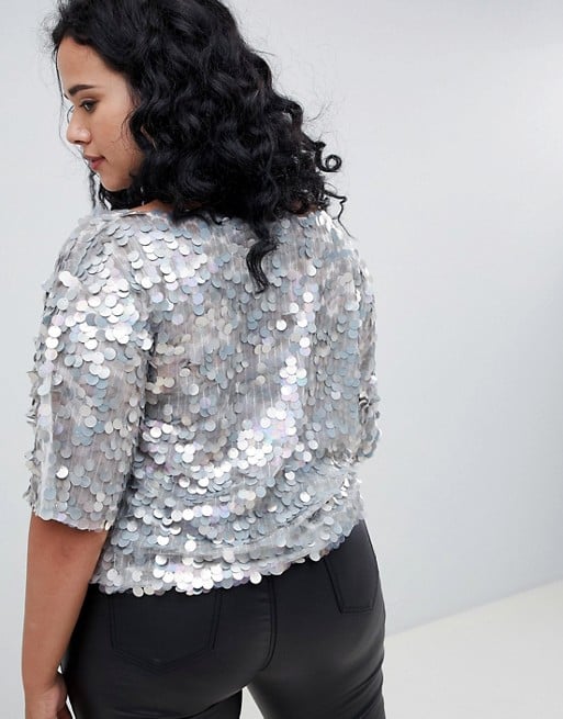 ASOS Design Curve Oversize T-Shirt With All Over Disc Sequins