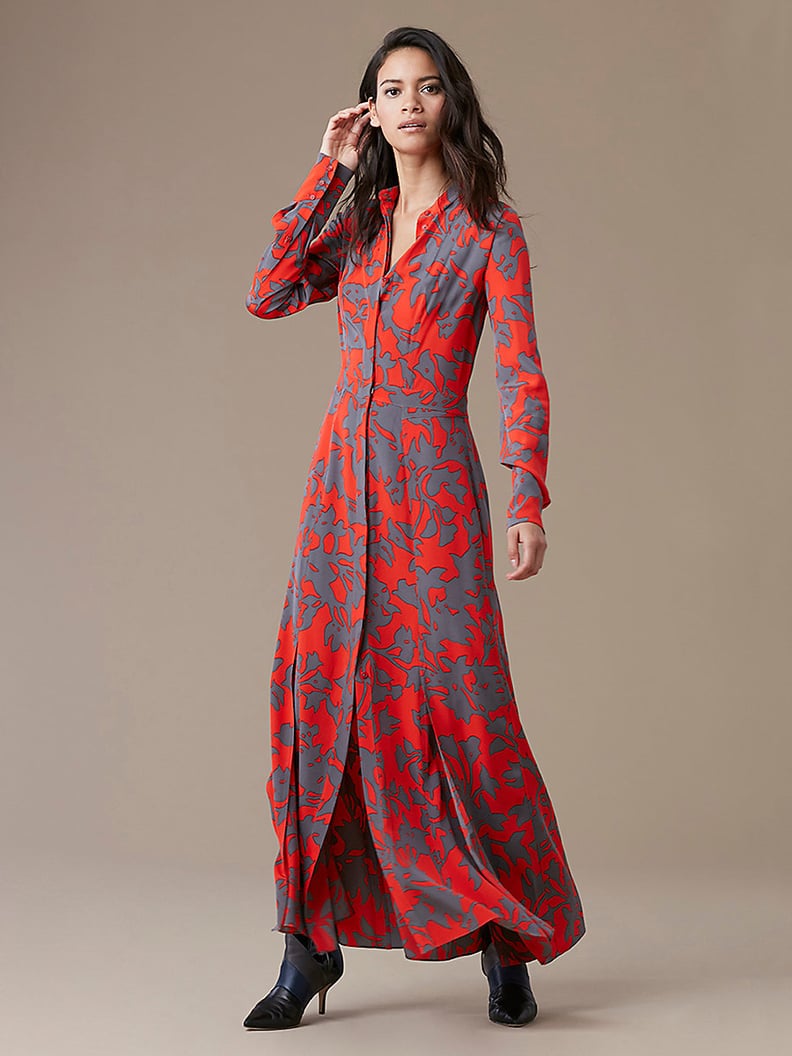 Diane von Furstenberg Long-Sleeve Maxi Shirtdress