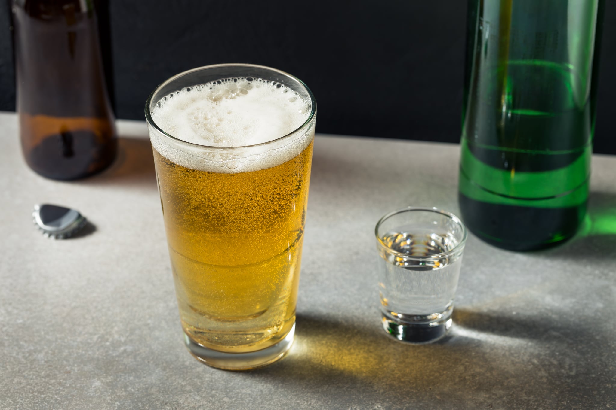 Boozy Refreshing Soju Bomb Cocktail with Beer Before Liquor