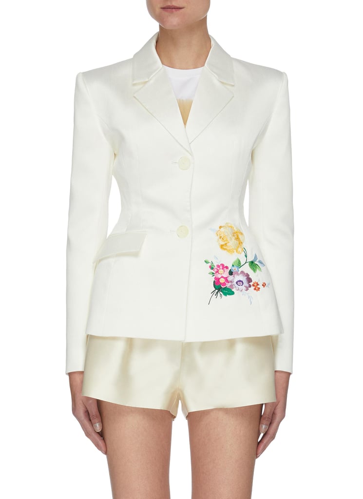 MING MA Floral Embroidery Single Breast Blazer
