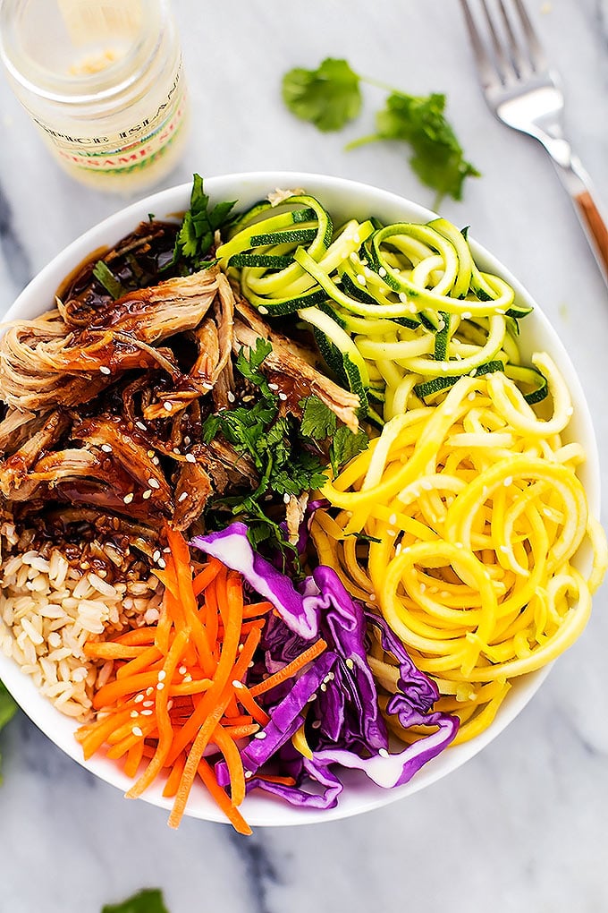 Slow-Cooker Luau Pork Rice Bowls