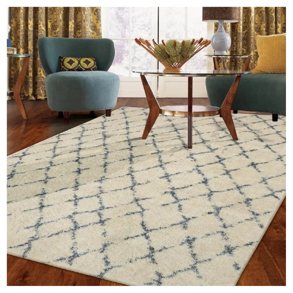 建伍Trellis-Patterned地毯:阈值面积地毯
