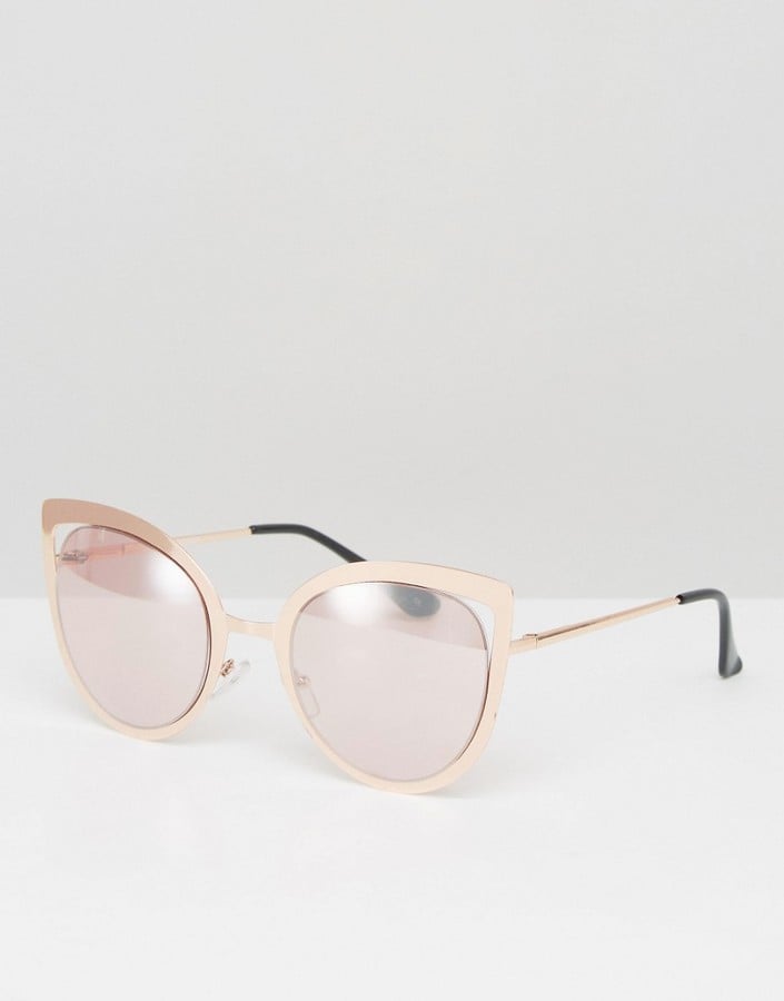 ASOS Rose Gold Cut Away Cat Eye Metal Sunglasses