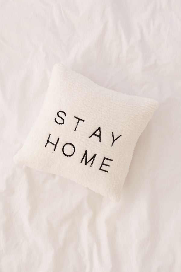 Stay Home Embroidered Amped Fleece Throw Pillow