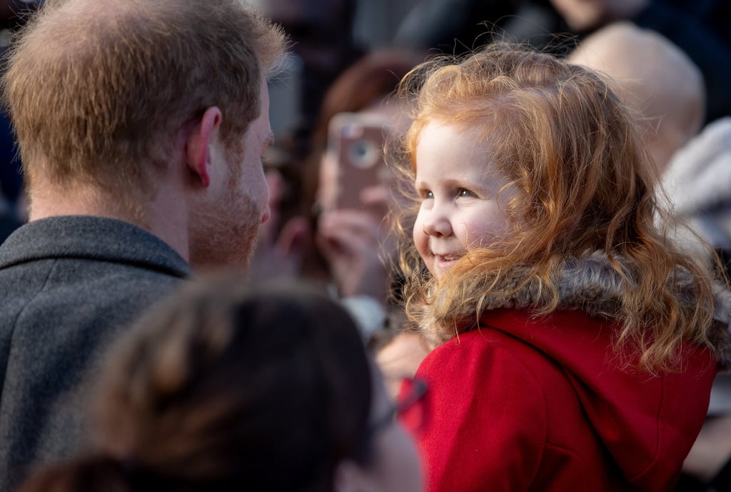 Prince Harry Hugging Girl With Ginger Sign January 2019