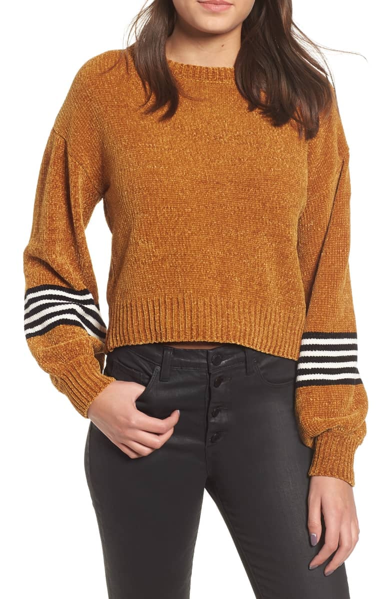 Ten Sixty Sherman Stripe-Sleeve Chenille Sweater