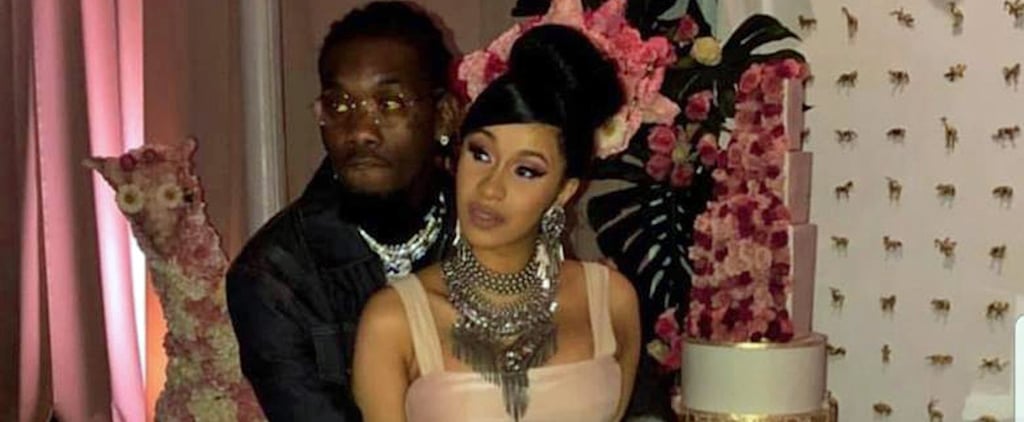 Cardi B Wore the Most Curve-Hugging Blush-Toned Dress to Her Baby Shower