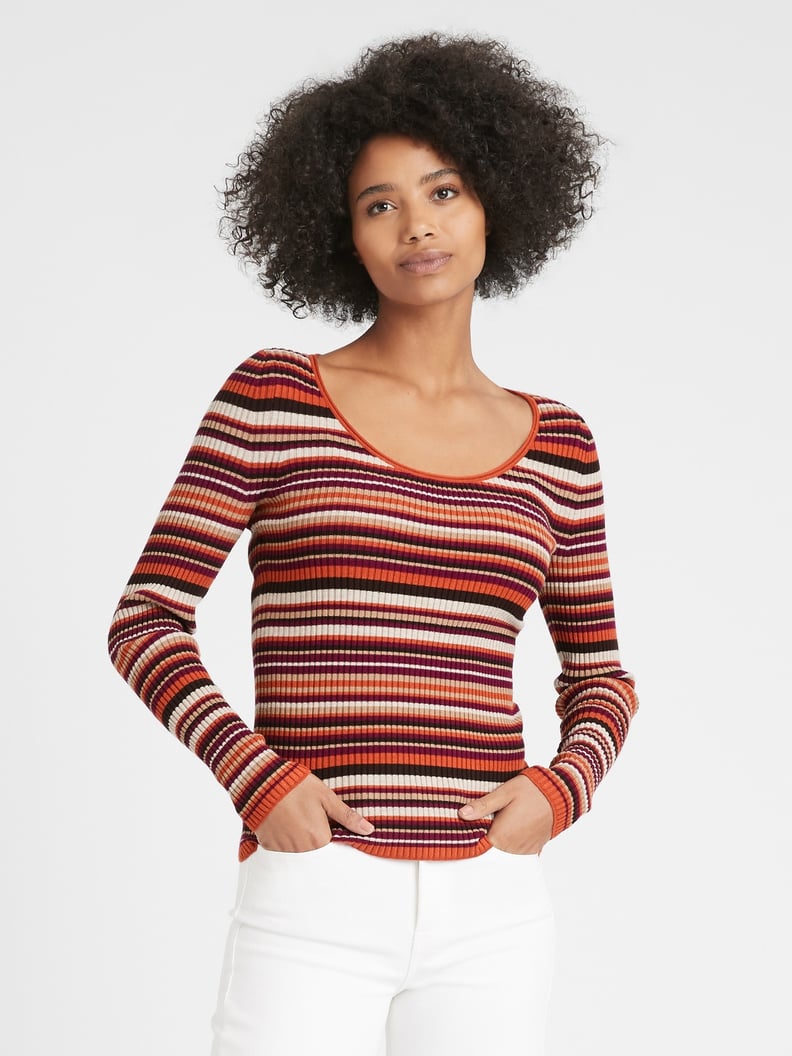 Fitted Scoop-Neck Sweater Top