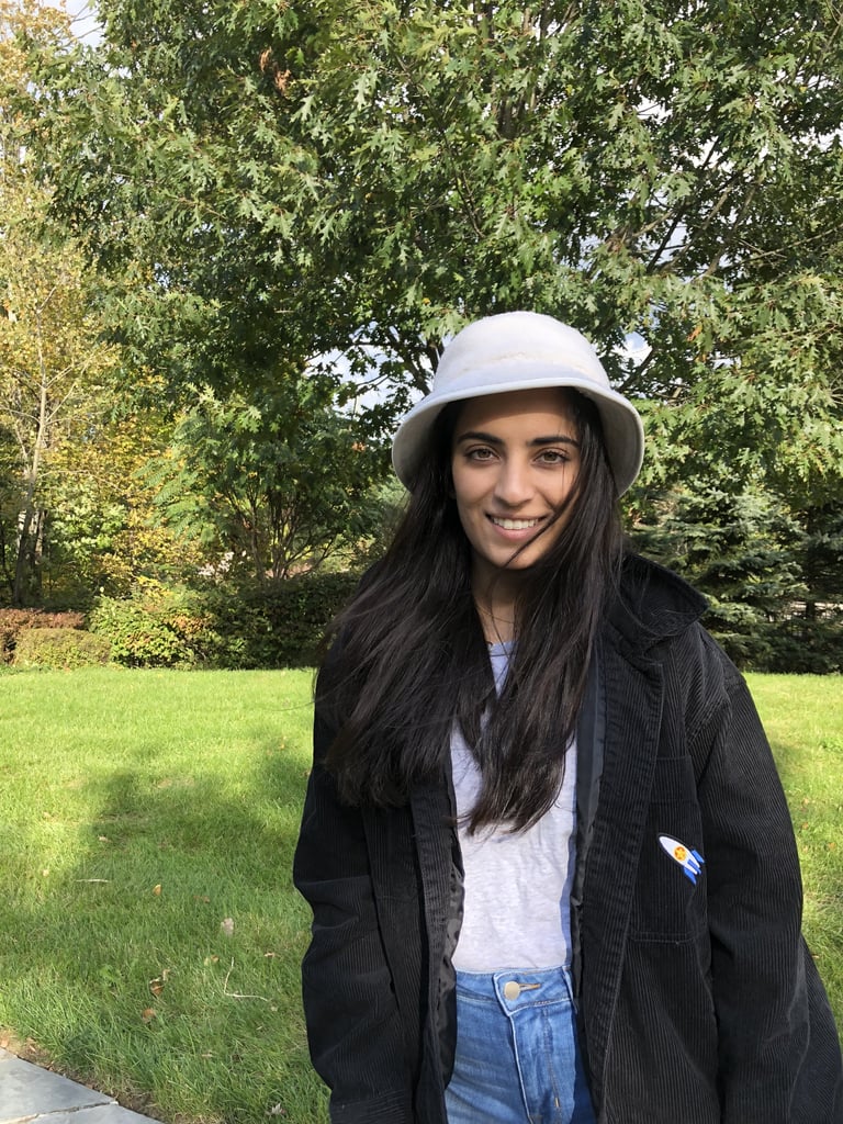 The outfit: I wore my Golf Le Fleur x Converse sherpa bucket hat with a simple grey tee, L'Agence jeans, a Vans suede jacket, and Chanel kitten heels.