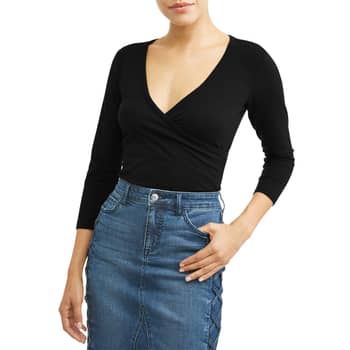 Sofia Vergara's Sofia Jeans black cold-shoulder top and pintuck jeans