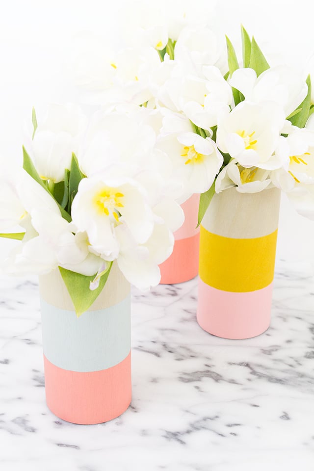 Colorblocked Wood Vases