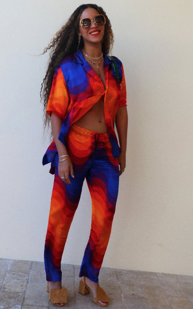 Beyoncé's Wave-Print Set and Geometric Heels