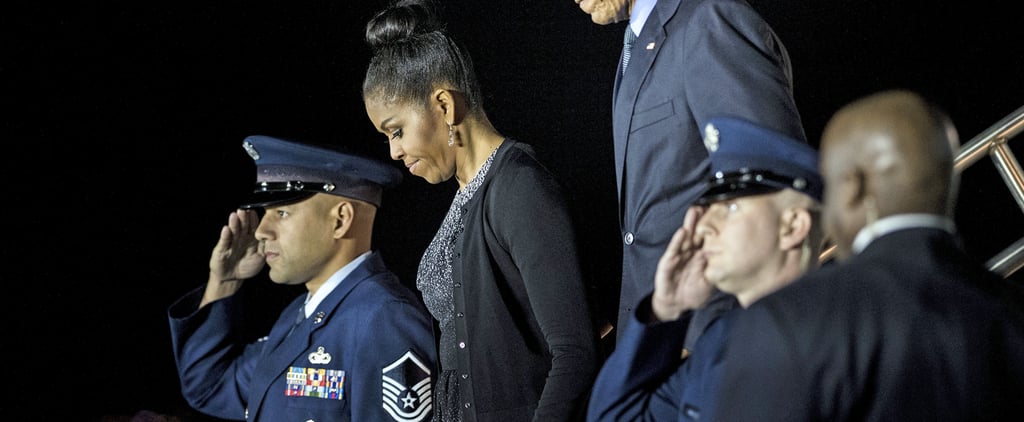 Michelle Obama Wearing a Gray Dress