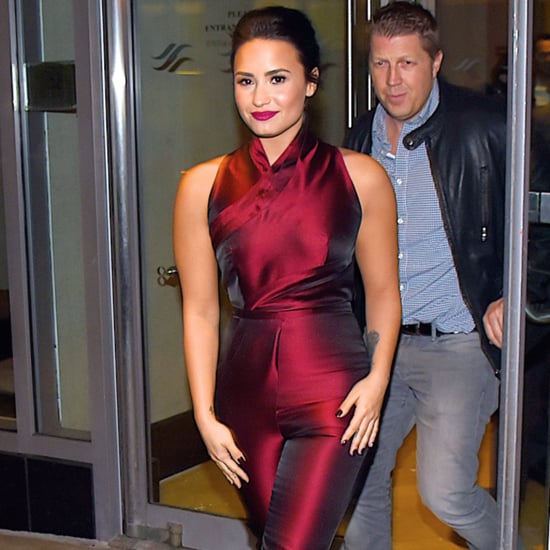Demi Lovato Wears a Red Silk Jumpsuit in NYC