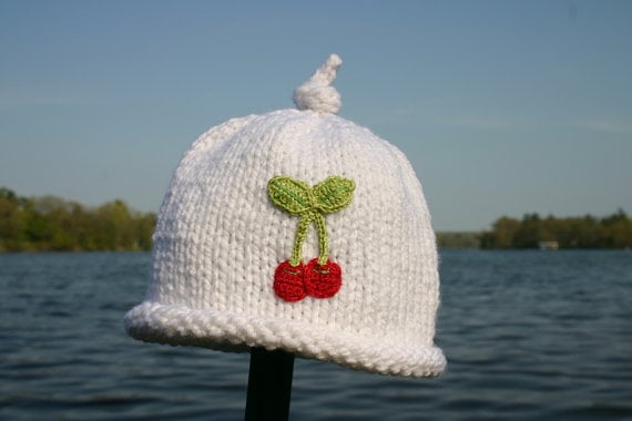 knit cherry hat