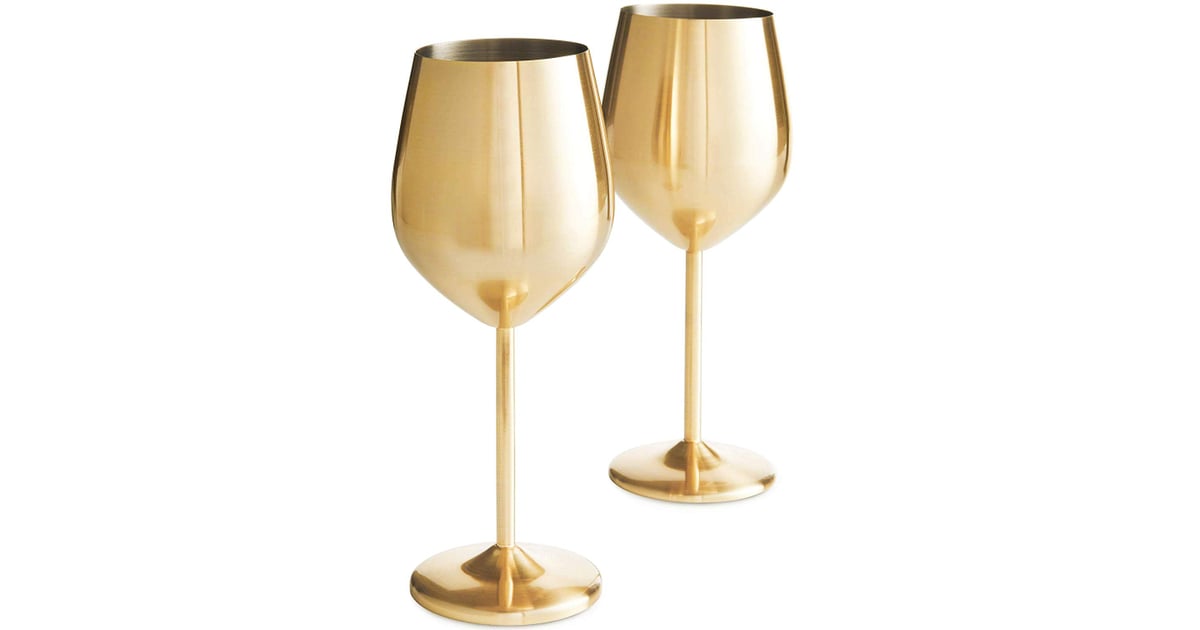 VonShef StainlessSteel Gold Wine Glasses Best Holiday Table Decor on