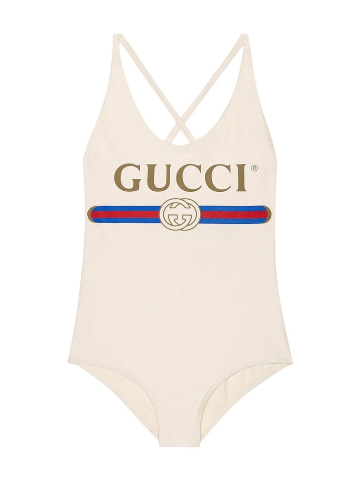 Gucci Sparkling Swimsuit With Gucci Logo | Bella Hadid Chanel One-Piece ...