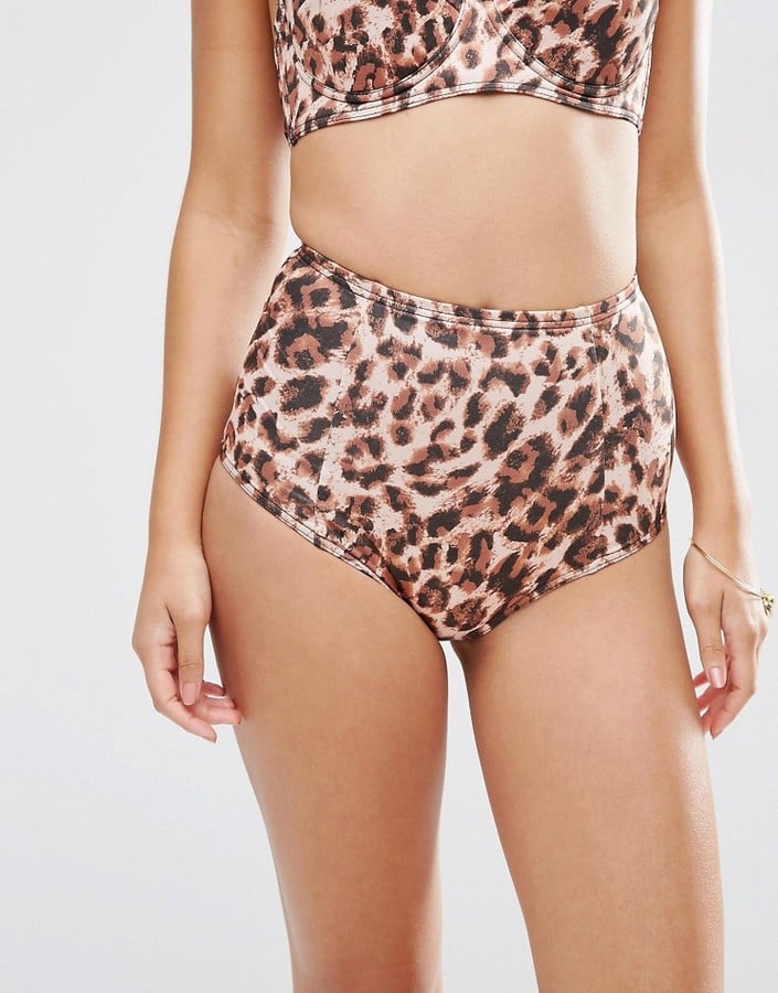 ASOS Mix and Match Natural Leopard-Print High-Waist Bikini Bottom