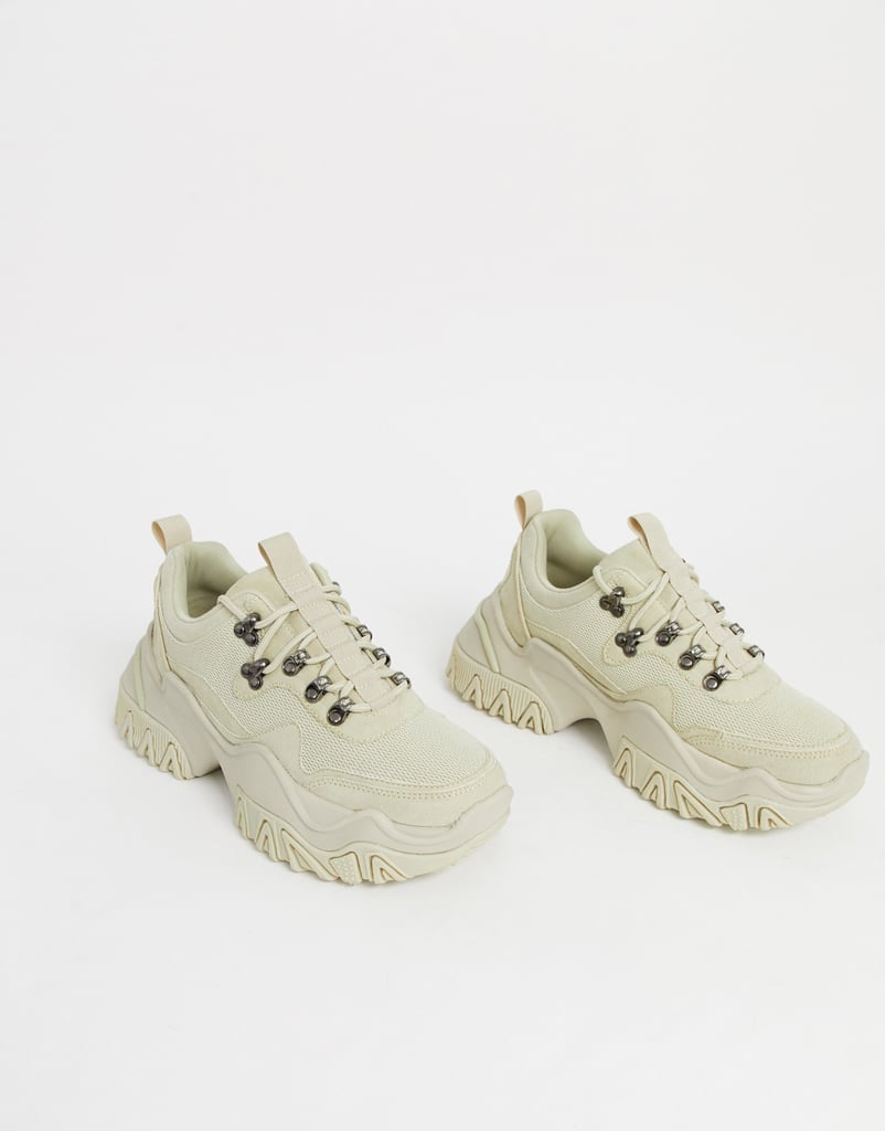 ASOS Design Hiker Trainers in Stone With Chunky Cleated Sole