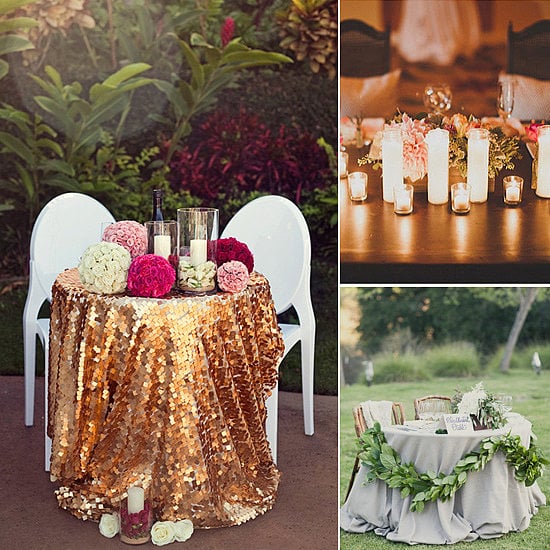 While colossal banquet seating for the bridal party is often the norm, sweetheart tables provide a more intimate alternative. Just think — you, your new spouse, and a moment to soak it all in while you try to eat something before it's time to get up again! POPSUGAR Home is offering up eight styling ideas for making your sweetheart table one to remember. While colossal banquet seating for the bridal party is often the norm, sweetheart tables provide a more intimate alternative. Just think — you, your new spouse, and a moment to soak it all in while you try to eat something before it's time to get up again! POPSUGAR Home is offering up eight styling ideas for making your sweetheart table one to remember.