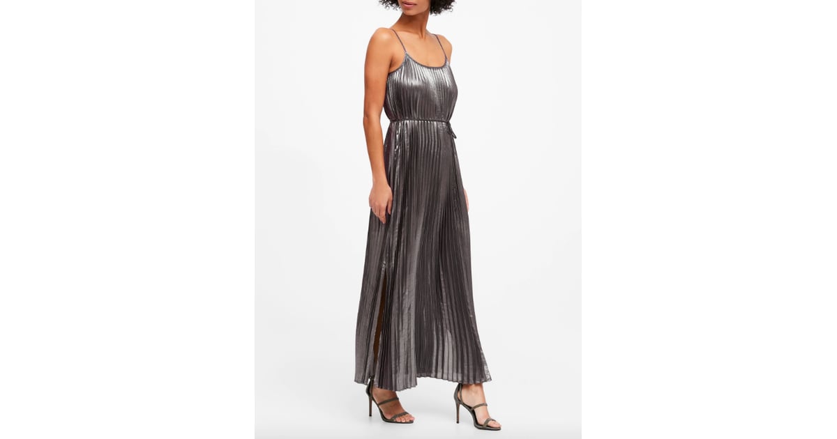 Metallic Pleated Maxi Dress Best Party Dresses From Banana Republic