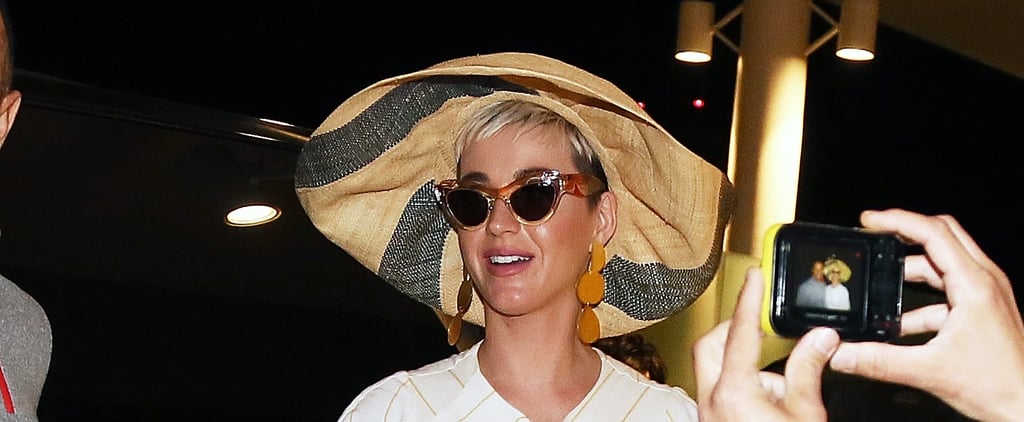 Katy Perry White Striped Dress in Italy