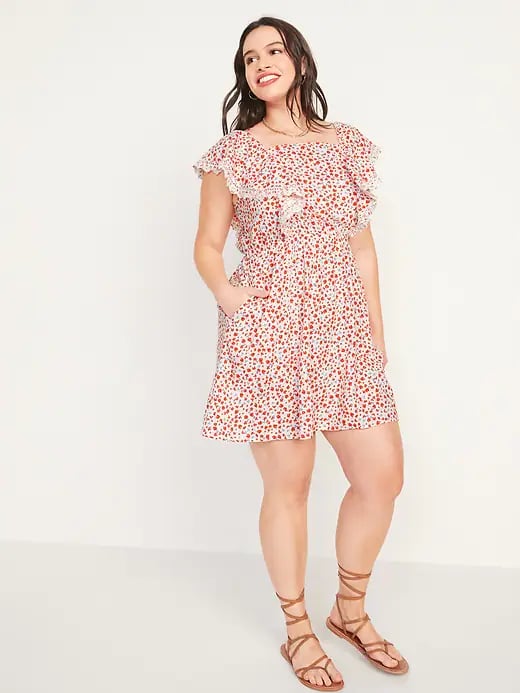 A Dress With Pockets: Old Navy Waist-Defined Flutter-Sleeve Tie-Back Mini Dress