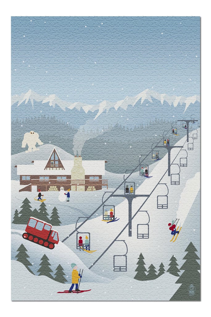 Retro Ski Resort Jigsaw Puzzle Best Gifts For Skiers and Snowboarders