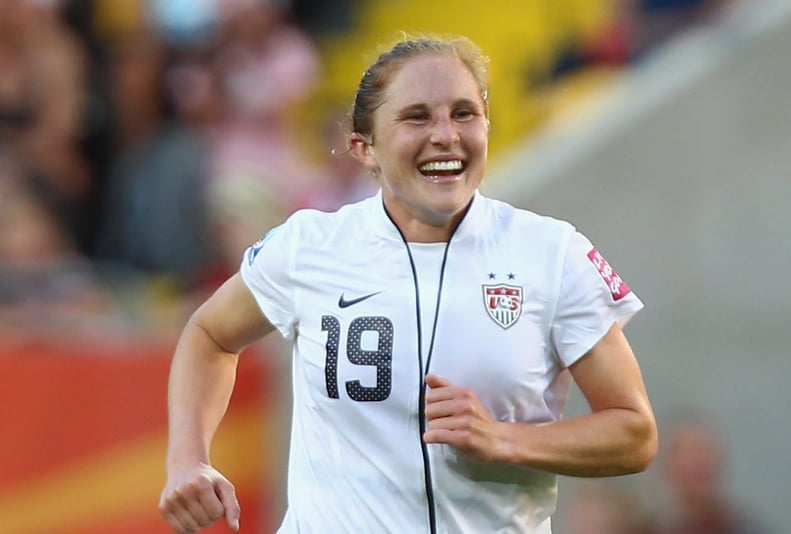 DRESDEN, GERMANY - JUNE 28:  Rachel Buehler of USA celebrates after she scores her team's 2nd goal during the 2011 FIFA Women's World Cup gruop C match between USA and Korea DPR at the Dresden Arena on June 28, 2011 in Dresden, Germany.  (Photo by Martin 