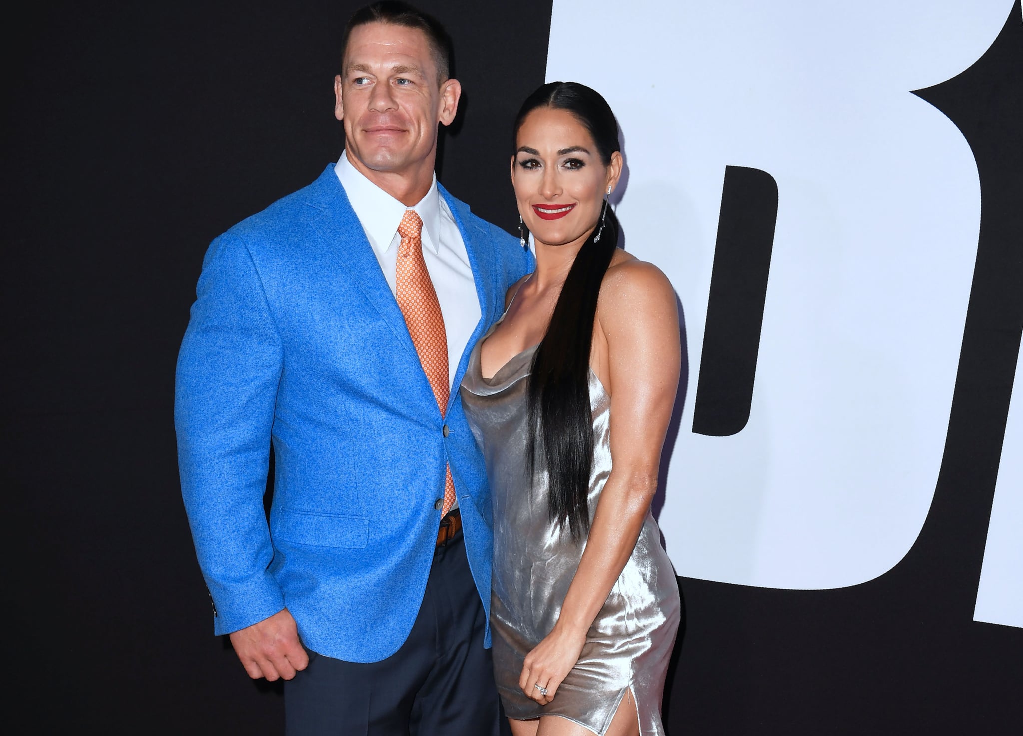 John Cena and Nikki Bella arrive for the premiere of 